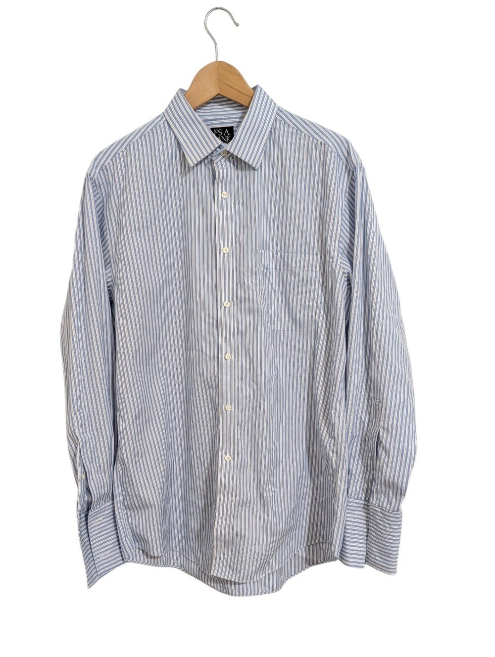 Jos. A. Bank Traveler Striped Dress Shirt Slim Fit Men's 16.5 33 Blue White